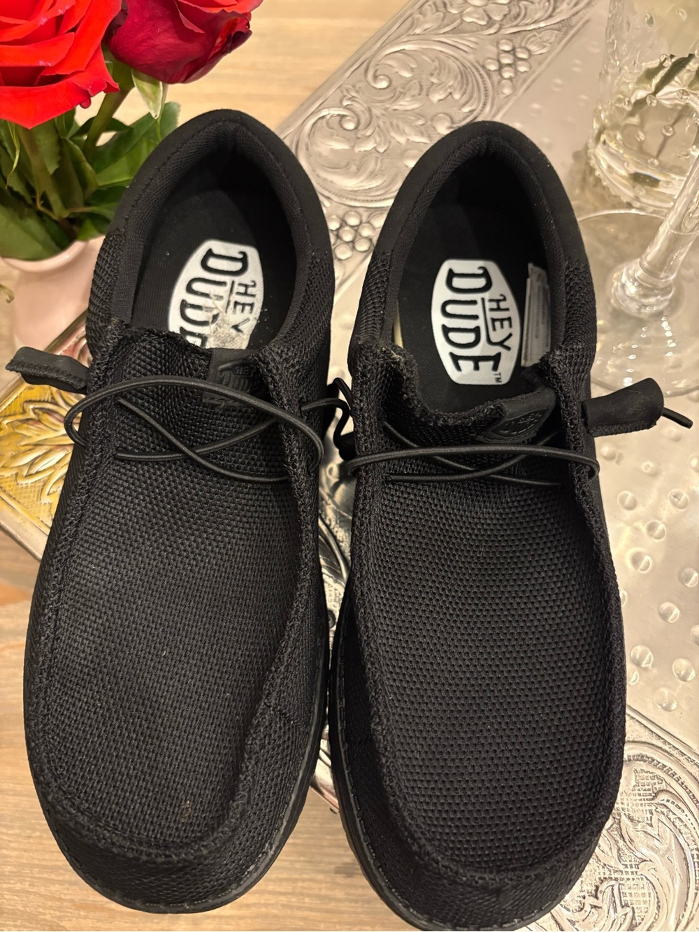 Hey Dude Men's 8 Wally Funk Mono Knit Slip-On Shoes Black